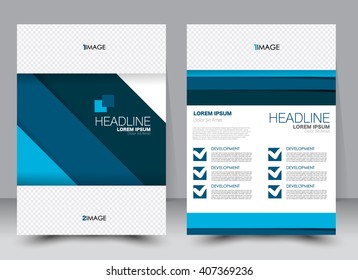 Abstract flyer design background. Brochure template. Can be used for magazine cover, business mockup, education, presentation, report. a4 size with editable elements. Blue color