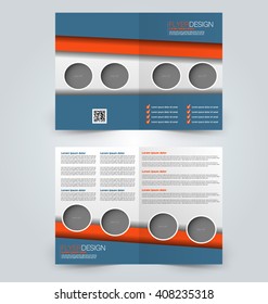 Abstract flyer design background. Brochure template. Can be used for magazine cover, business mockup, education, presentation, report. Blue and orange color.