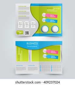 Abstract flyer design background. Brochure template. Can be used for magazine cover, business mockup, education, presentation, report. Blue and green color