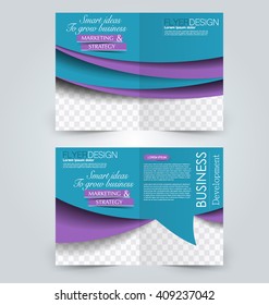 Abstract flyer design background. Brochure template. Can be used for magazine cover, business mockup, education, presentation, report. Blue and purple color