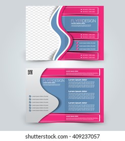 Abstract flyer design background. Brochure template. Can be used for magazine cover, business mockup, education, presentation, report. Blue and pink color