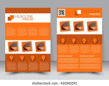 Abstract flyer design background. Brochure template. Can be used for magazine cover, business mockup, education, presentation, report. a4 size with editable elements. Orange and pink color.