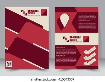 Abstract flyer design background. Brochure template. Can be used for magazine cover, business mockup, education, presentation, report. a4 size with editable elements. Red color.