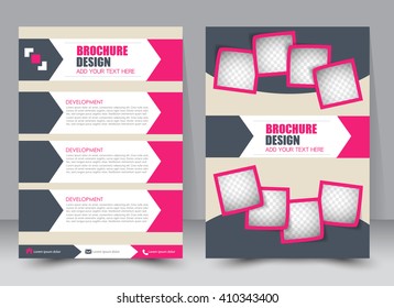 Abstract flyer design background. Brochure template. Can be used for magazine cover, business mockup, education, presentation, report. a4 size with editable elements. Pink and grey color.