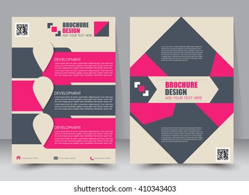 Abstract flyer design background. Brochure template. Can be used for magazine cover, business mockup, education, presentation, report. a4 size with editable elements. Pink and grey color.