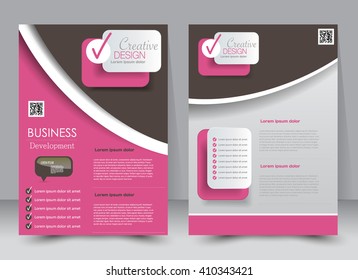 Abstract flyer design background. Brochure template. Can be used for magazine cover, business mockup, education, presentation, report. a4 size with editable elements. Pink and brown color.