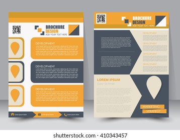Abstract flyer design background. Brochure template. Can be used for magazine cover, business mockup, education, presentation, report. a4 size with editable elements. Orange and grey color.