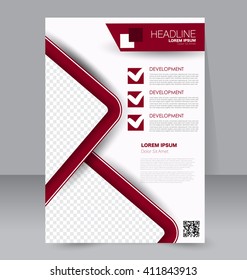 Abstract flyer design background. Brochure template. To be used for magazine cover, business mockup, education, presentation, report.  Red color.