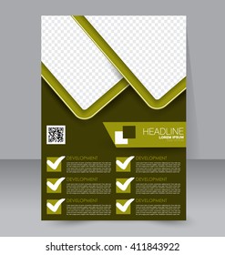 Abstract flyer design background. Brochure template. To be used for magazine cover, business mockup, education, presentation, report. Green color.