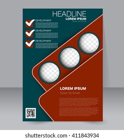 Abstract flyer design background. Brochure template. To be used for magazine cover, business mockup, education, presentation, report.  Red and green color.