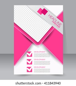 Abstract flyer design background. Brochure template. To be used for magazine cover, business mockup, education, presentation, report.  Pink color.