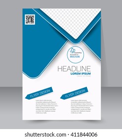 Abstract flyer design background. Brochure template. To be used for magazine cover, business mockup, education, presentation, report.  Blue color.