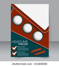 Abstract flyer design background. Brochure template. To be used for magazine cover, business mockup, education, presentation, report.  Red and green color.
