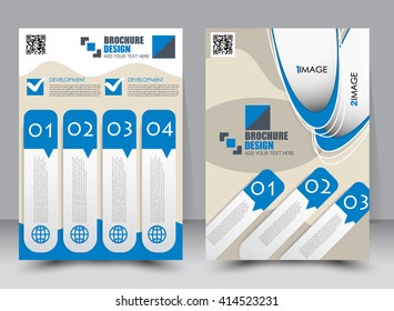 Abstract flyer design background. Brochure template. Can be used for magazine cover, business mockup, education, presentation, report. a4 size with editable elements. Blue color.