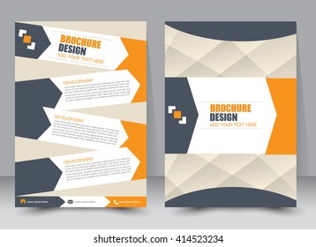 Abstract flyer design background. Brochure template. Can be used for magazine cover, business mockup, education, presentation, report. a4 size with editable elements. Orange and grey color.