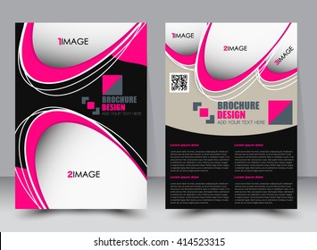 Abstract flyer design background. Brochure template. Can be used for magazine cover, business mockup, education, presentation, report. a4 size with editable elements. Pink and black color.