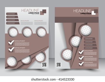 Abstract flyer design background. Brochure template. Can be used for magazine cover, business mockup, education, presentation, report. a4 size with editable elements. Brown color.