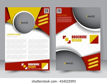 Abstract flyer design background. Brochure template. Can be used for magazine cover, business mockup, education, presentation, report. a4 size with editable elements. Red and yellow color.