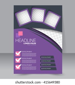 Abstract flyer design background. Brochure template. To be used for magazine cover, business mockup, education, presentation, report.  Pink, purple and grey color