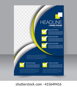 Abstract flyer design background. Brochure template. To be used for magazine cover, business mockup, education, presentation, report.  Blue and yellow color