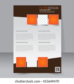 Abstract flyer design background. Brochure template. To be used for magazine cover, business mockup, education, presentation, report. Orange and brown color