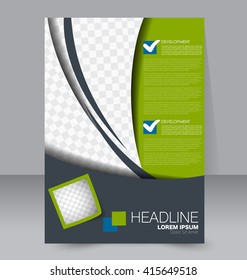 Abstract flyer design background. Brochure template. To be used for magazine cover, business mockup, education, presentation, report.  Green, blue and grey color