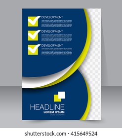 Abstract flyer design background. Brochure template. To be used for magazine cover, business mockup, education, presentation, report.  Blue and yellow color