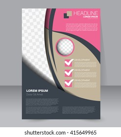 Abstract flyer design background. Brochure template. To be used for magazine cover, business mockup, education, presentation, report.  Pink, grey and brown color