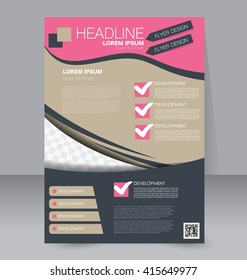 Abstract flyer design background. Brochure template. To be used for magazine cover, business mockup, education, presentation, report.  Pink, grey and brown color