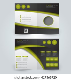 Abstract flyer design background. Brochure template. Can be used for magazine cover, business mockup, education, presentation, report. Green and black color.