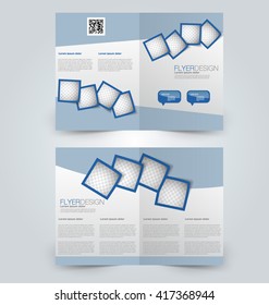 Abstract flyer design background. Brochure template. Can be used for magazine cover, business mockup, education, presentation, report. Blue color.