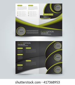 Abstract flyer design background. Brochure template. Can be used for magazine cover, business mockup, education, presentation, report. Green and black color.