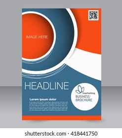 Abstract flyer design background. Brochure template. To be used for magazine cover, business mockup, education, presentation, report. Blue and orange color.