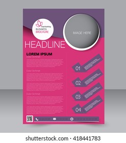 Abstract flyer design background. Brochure template. To be used for magazine cover, business mockup, education, presentation, report. Pink and purple color.
