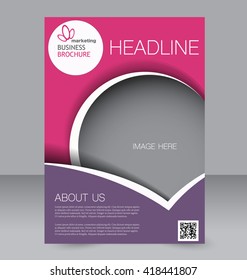 Abstract flyer design background. Brochure template. To be used for magazine cover, business mockup, education, presentation, report. Pink and purple color.