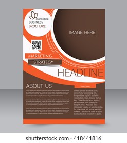 Fondo de diseño de volante abstracto. Plantilla de folleto. Para ser usado en portada de revista, maquillaje empresarial, educación, presentación, informe. Color marrón y naranja.