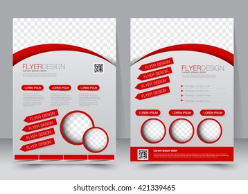 Abstract flyer design background. Brochure template. Can be used for magazine cover, business mockup, education, presentation, report. a4 size with editable elements. Red color