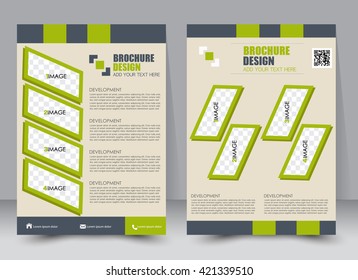 Abstract flyer design background. Brochure template. Can be used for magazine cover, business mockup, education, presentation, report. a4 size with editable elements. Green color