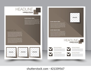 Abstract flyer design background. Brochure template. Can be used for magazine cover, business mockup, education, presentation, report. a4 size with editable elements. Brown color