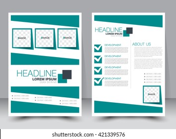 Abstract flyer design background. Brochure template. Can be used for magazine cover, business mockup, education, presentation, report. a4 size with editable elements. Green color