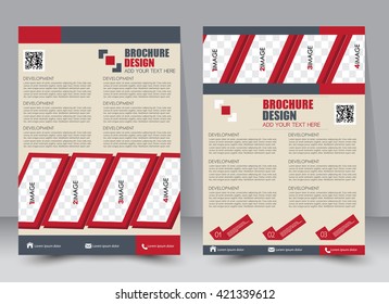 Abstract flyer design background. Brochure template. Can be used for magazine cover, business mockup, education, presentation, report. a4 size with editable elements. Red color