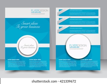 Abstract flyer design background. Brochure template. Can be used for magazine cover, business mockup, education, presentation, report. a4 size with editable elements. Blue color
