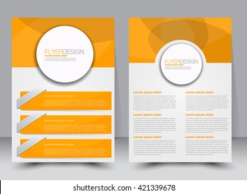 Abstract flyer design background. Brochure template. Can be used for magazine cover, business mockup, education, presentation, report. a4 size with editable elements. Orange color