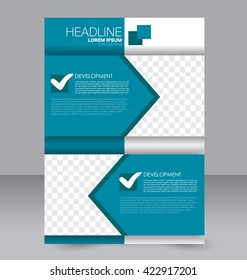 Abstract flyer design background. Brochure template. To be used for magazine cover, business mockup, education, presentation, report.  Blue color.