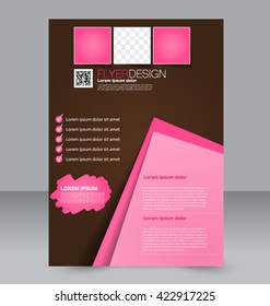 Abstract flyer design background. Brochure template. To be used for magazine cover, business mockup, education, presentation, report. Pink and brown color.
