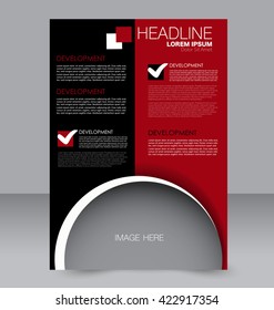 Abstract flyer design background. Brochure template. To be used for magazine cover, business mockup, education, presentation, report.  Red and black color.