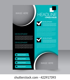 Abstract flyer design background. Brochure template. To be used for magazine cover, business mockup, education, presentation, report.  Green and black color.
