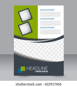 Abstract flyer design background. Brochure template. To be used for magazine cover, business mockup, education, presentation, report. Green and blue color.