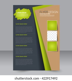 Abstract flyer design background. Brochure template. To be used for magazine cover, business mockup, education, presentation, report. Green and brown color.