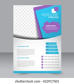 Abstract flyer design background. Brochure template. To be used for magazine cover, business mockup, education, presentation, report. Blue and purple color.